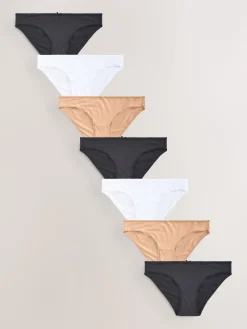Next Bikini Microfibre Knickers 7 Pack Black/White/Praline Nude Outlet