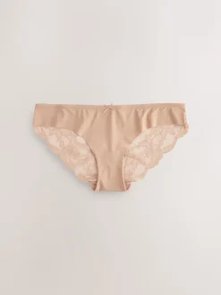 Next Brazilian No VPL Lace Back Briefs 3 Pack Black/White/Praline Nude