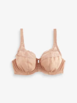 Next DD+ Lace Trim Non Pad Full Cup Underwired Bras 3 Pack Black/White/Praline Nude Sale