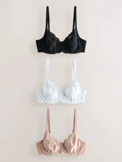 Next DD+ Non Pad Full Cup Bras 3 Pack Black/White/Praline Nude Clearance