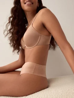 Next High Waisted Thong No VPL Comfort Knickers 3 Pack Black/White/Praline Nude New