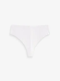 Next High Waisted Thong No VPL Comfort Knickers 3 Pack Black/White/Praline Nude New