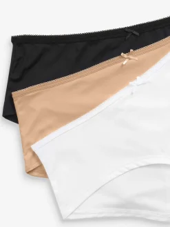 Next Short Microfibre Knickers 7 Pack Black/White/Praline Nude Hot