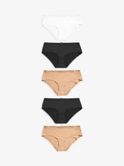 Next Short Microfibre Knickers 5 Pack Black/White/Praline Nude Discount