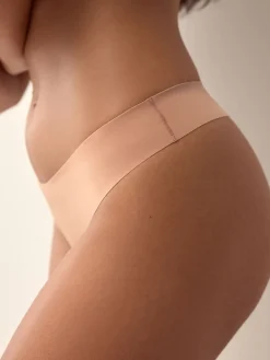 Next Thong No VPL Comfort Knickers 3 Pack Black/White/Praline Nude Best