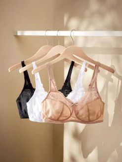 Next Total Support Full Cup Lace Ultimate Comfort Bras 3 Pack Black/White/Praline Nude Best