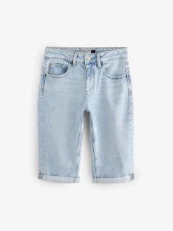 Next Knee Length Bermuda Denim Shorts Bleach Discount