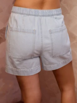 Next Utility Lightweight 100% Cotton Denim Shorts Bleach Outlet