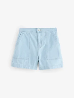 Next Utility Lightweight 100% Cotton Denim Shorts Bleach Outlet