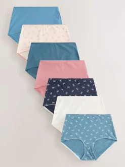 Next Full Brief Cotton Rich Knickers 7 Pack Blue Bows Outlet