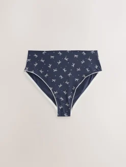 Next Blue Bows High Waist High Leg Cotton Rich Knickers 7 Pack Sale