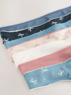 Next Thong Cotton Rich Knickers 7 Pack Blue Bows New