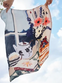 Next Blue Brunch Scene Lightweight Square Scarf Online