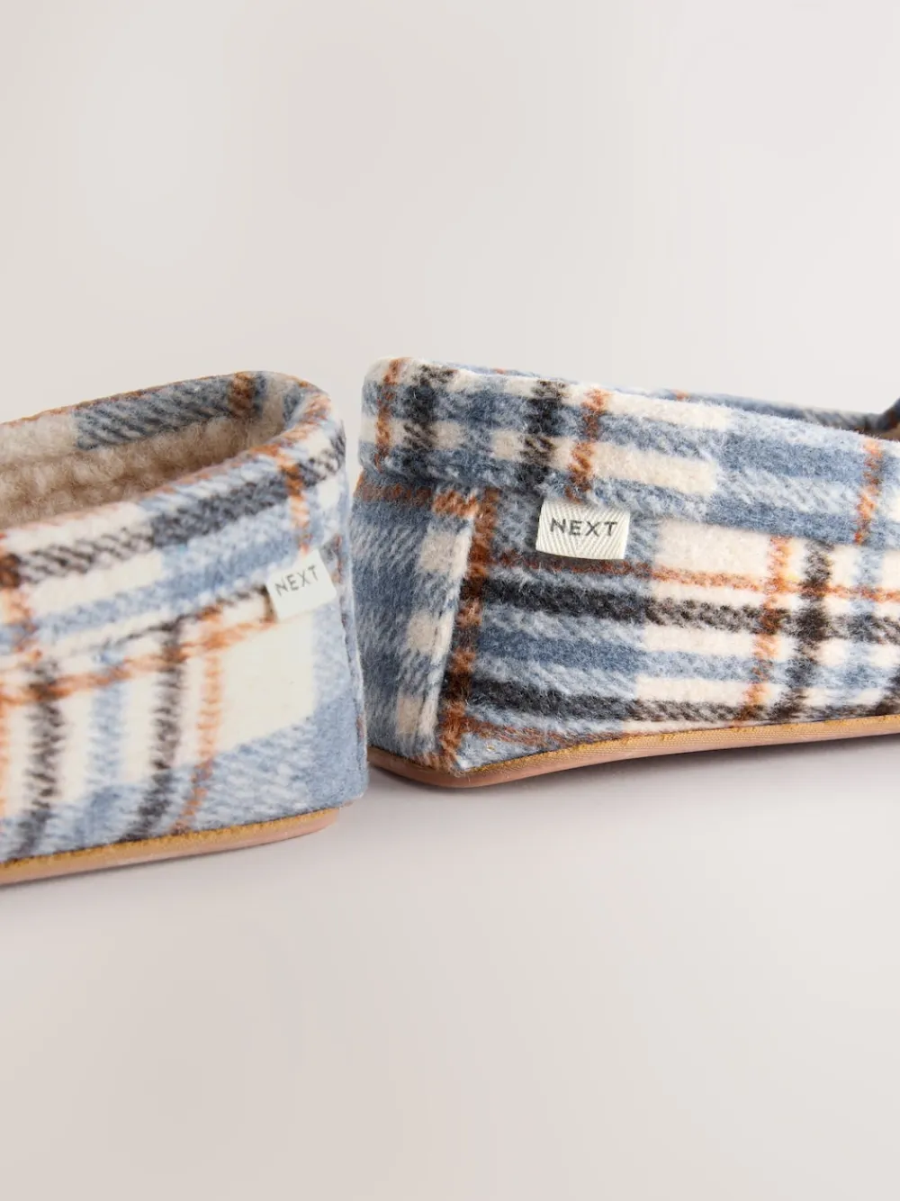 Next Moccasin Brushed Slippers Blue Check Best