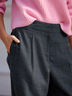 Next Blue Check N. Premium Barrel Leg Trousers With Wool New