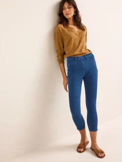 Next Blue Dark Wash Cropped Denim Jersey Leggings Outlet