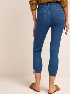 Next Blue Dark Wash Cropped Denim Jersey Leggings Outlet
