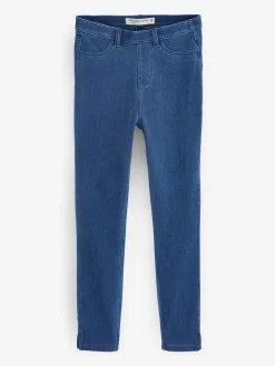 Next Blue Dark Wash Cropped Denim Jersey Leggings Outlet