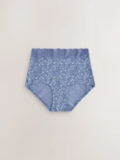 Next Blue Ditsy Floral Full Brief Cotton Lace Knickers 4 Pack Online