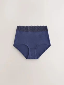 Next Blue Ditsy Floral Full Brief Cotton Lace Knickers 4 Pack Online