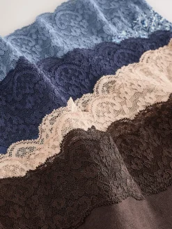 Next Blue Ditsy Floral Full Brief Cotton Lace Knickers 4 Pack Online