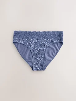 Next Blue Ditsy Floral High Leg Cotton Lace Knickers 4 Pack Best