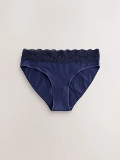 Next Blue Ditsy Floral High Leg Cotton Lace Knickers 4 Pack Best