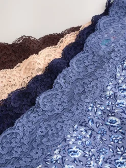 Next Blue Ditsy Floral High Leg Cotton Lace Knickers 4 Pack Best