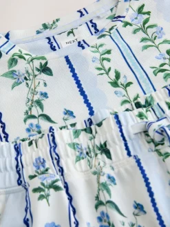 Next Blue Floral Cosy Long Sleeve Pyjamas Outlet