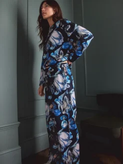 Next Blue Floral Kew Collection Long Sleeve Pyjamas Clearance