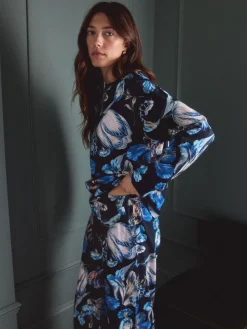 Next Blue Floral Kew Collection Long Sleeve Pyjamas Clearance