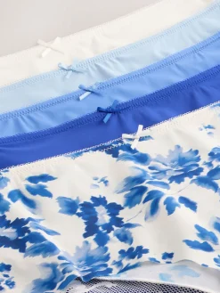 Next Blue Floral Midi No VPL Lace Back Briefs 5 Pack Clearance