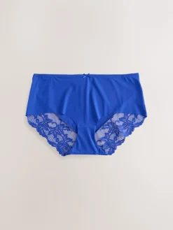 Next Blue Floral Midi No VPL Lace Back Briefs 5 Pack Clearance