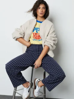 Next Blue Gingham Barrel Leg Trousers Discount