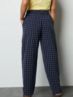 Next Blue Gingham Barrel Leg Trousers Discount