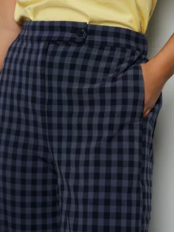 Next Blue Gingham Barrel Leg Trousers Discount