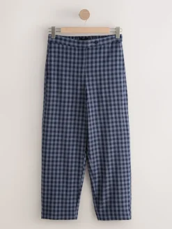 Next Blue Gingham Barrel Leg Trousers Discount