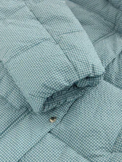 Next Blue Gingham Shower Resistant Padded Hooded Longline Coat