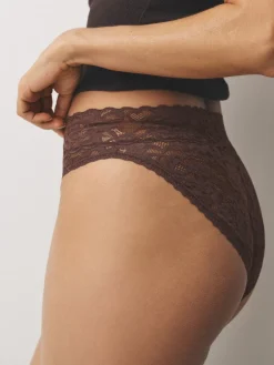 Next High Leg All Over Lace Knickers 3 Pack Blue Clearance