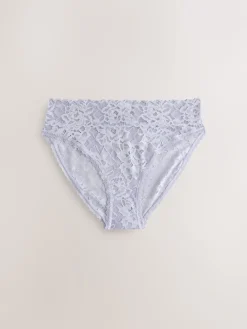 Next High Leg All Over Lace Knickers 3 Pack Blue Clearance