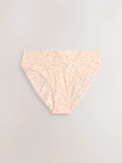 Next High Leg All Over Lace Knickers 3 Pack Blue Clearance