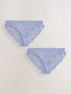 Next Blue High Leg Ultimate Comfort Lace Knickers 2 Pack Outlet