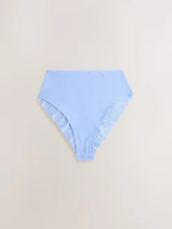 Next High Waist High Leg Cotton and Lace Knickers 7 Pack Blue Outlet