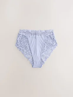 Next Blue High Waist High Leg Ultimate Comfort Lace Knickers 2 Pack Outlet