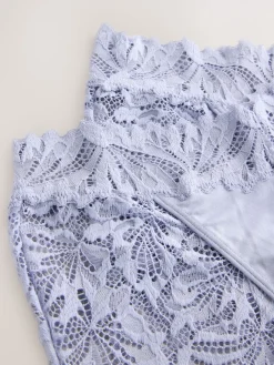 Next Blue High Waist High Leg Ultimate Comfort Lace Knickers 2 Pack Outlet