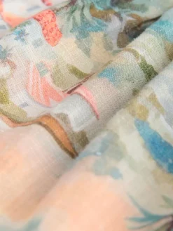 Next Short Sleeve Button Through Tiered Mini Dress with Linen Blue House Print Sale