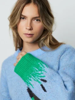 Next Brushed Crew Neck Jumper Blue Mallard Duck Graphic Sale