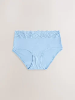 Next Blue Midi Cotton and Lace Knickers 7 Pack Hot