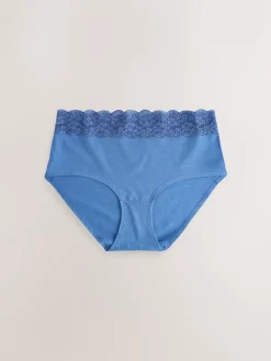 Next Blue Midi Cotton and Lace Knickers 7 Pack Hot