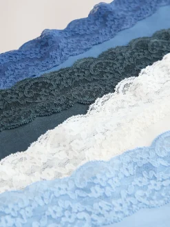 Next Blue Midi Cotton and Lace Knickers 7 Pack Hot